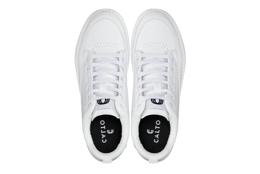 Men's White & Gum Sole Elevated Leatherette Micro-Perforated Sneakers Q272