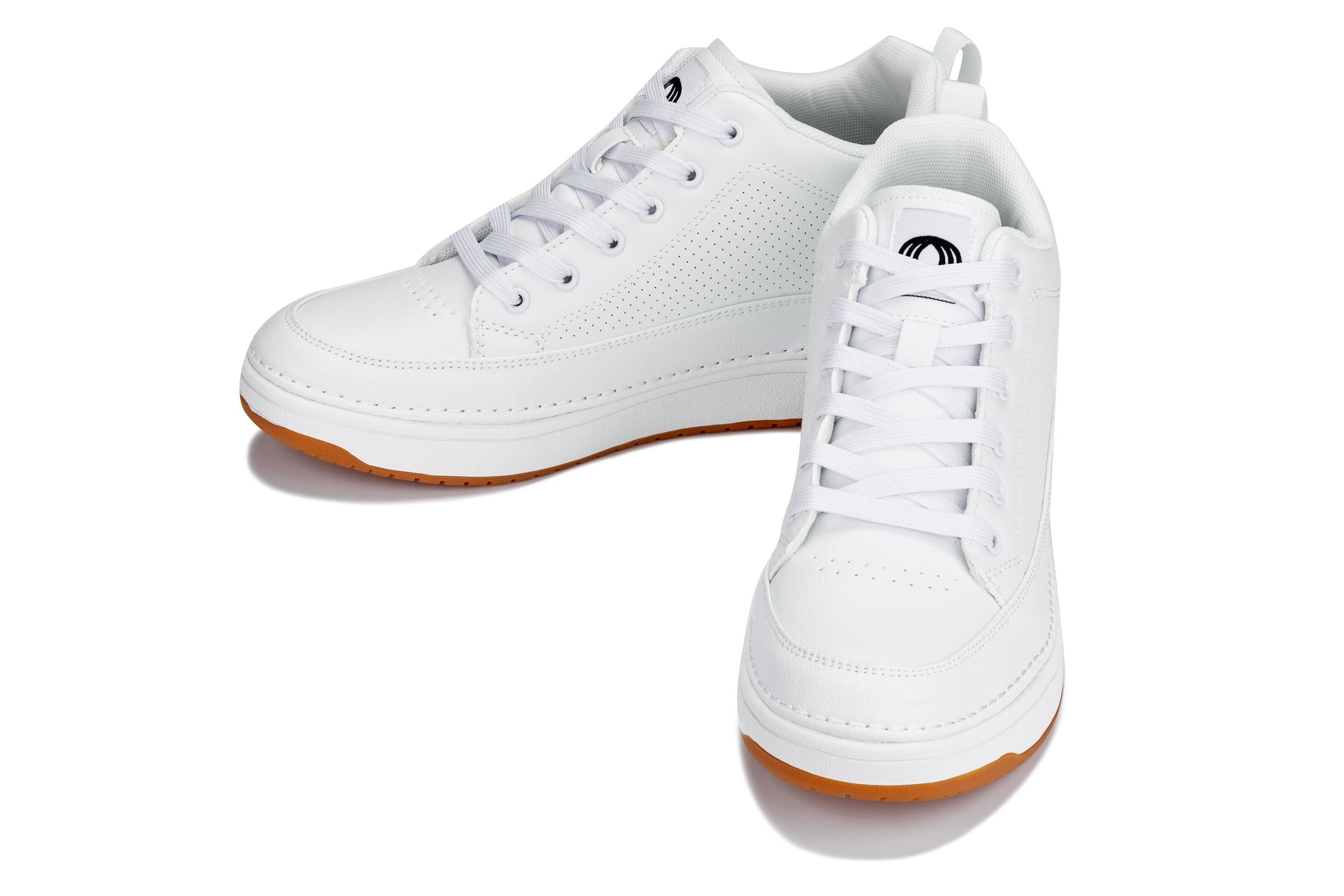 Men's White & Gum Sole Elevated Leatherette Micro-Perforated Sneakers Q272