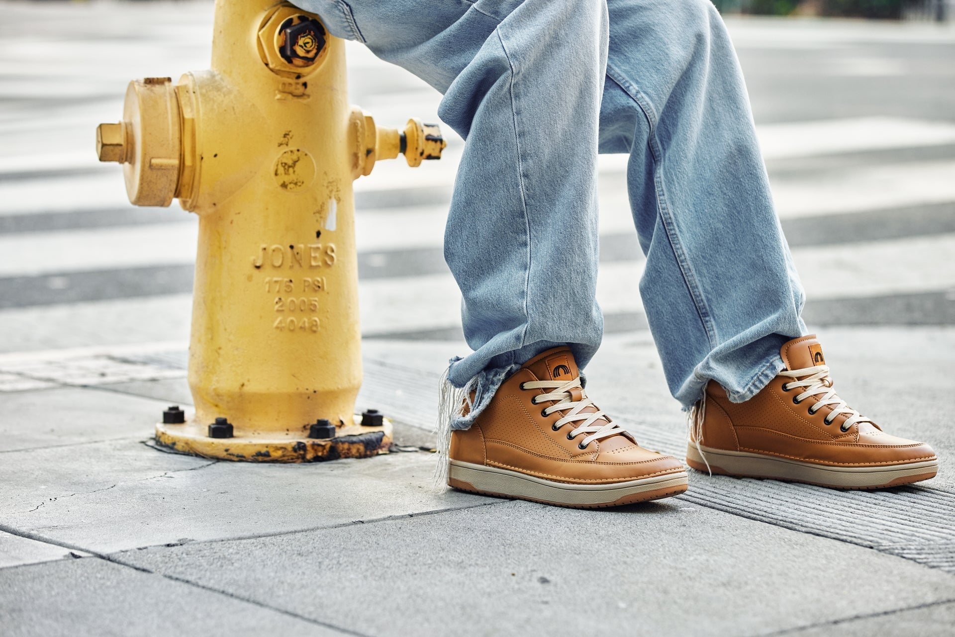 CALTO - Q274  - 2 Inches Taller (Camel Brown & Gum Sole) - Elevated Leatherette Micro-Perforated Sneakers