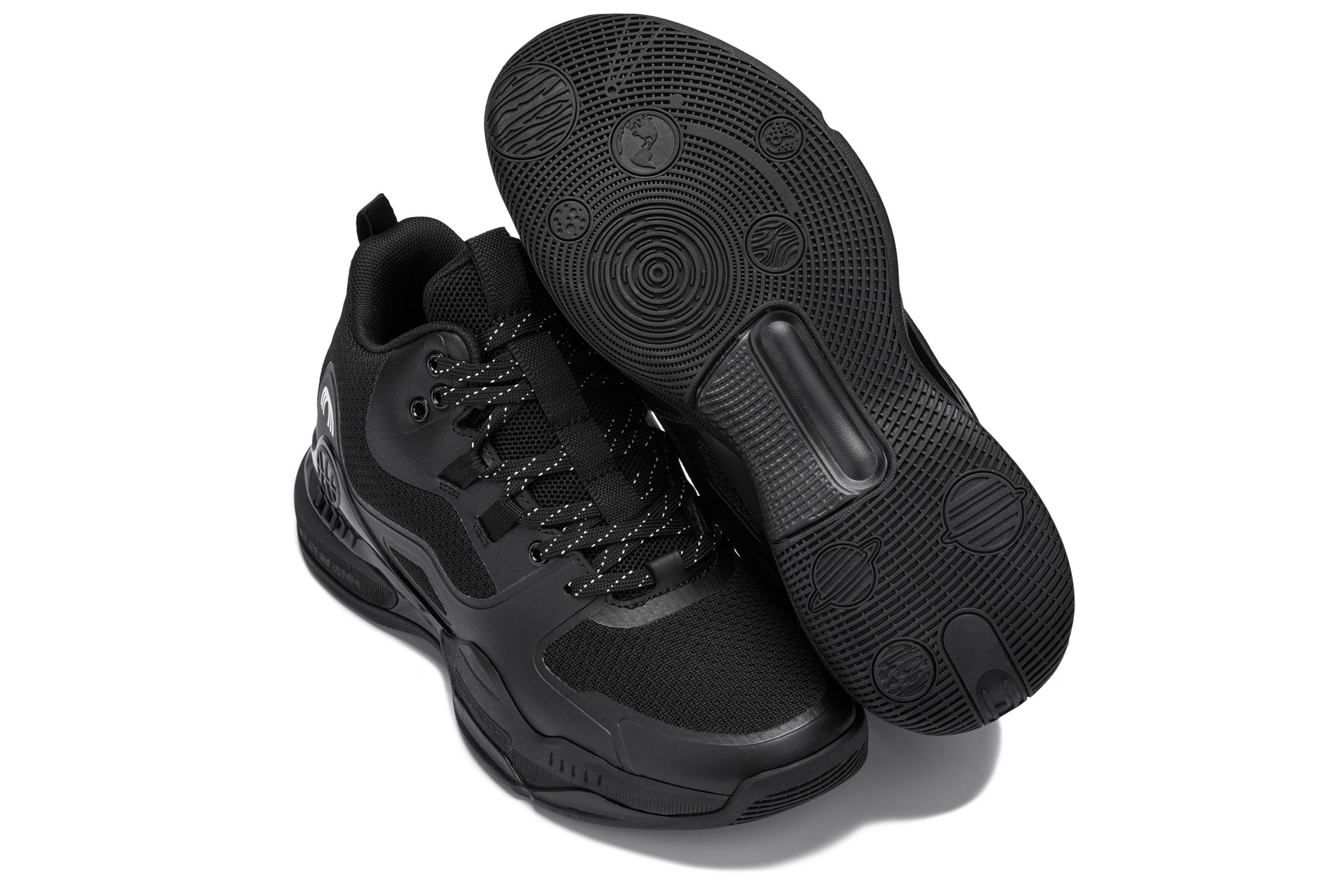 Men's Black Basketball High-Top Sneakers Q393