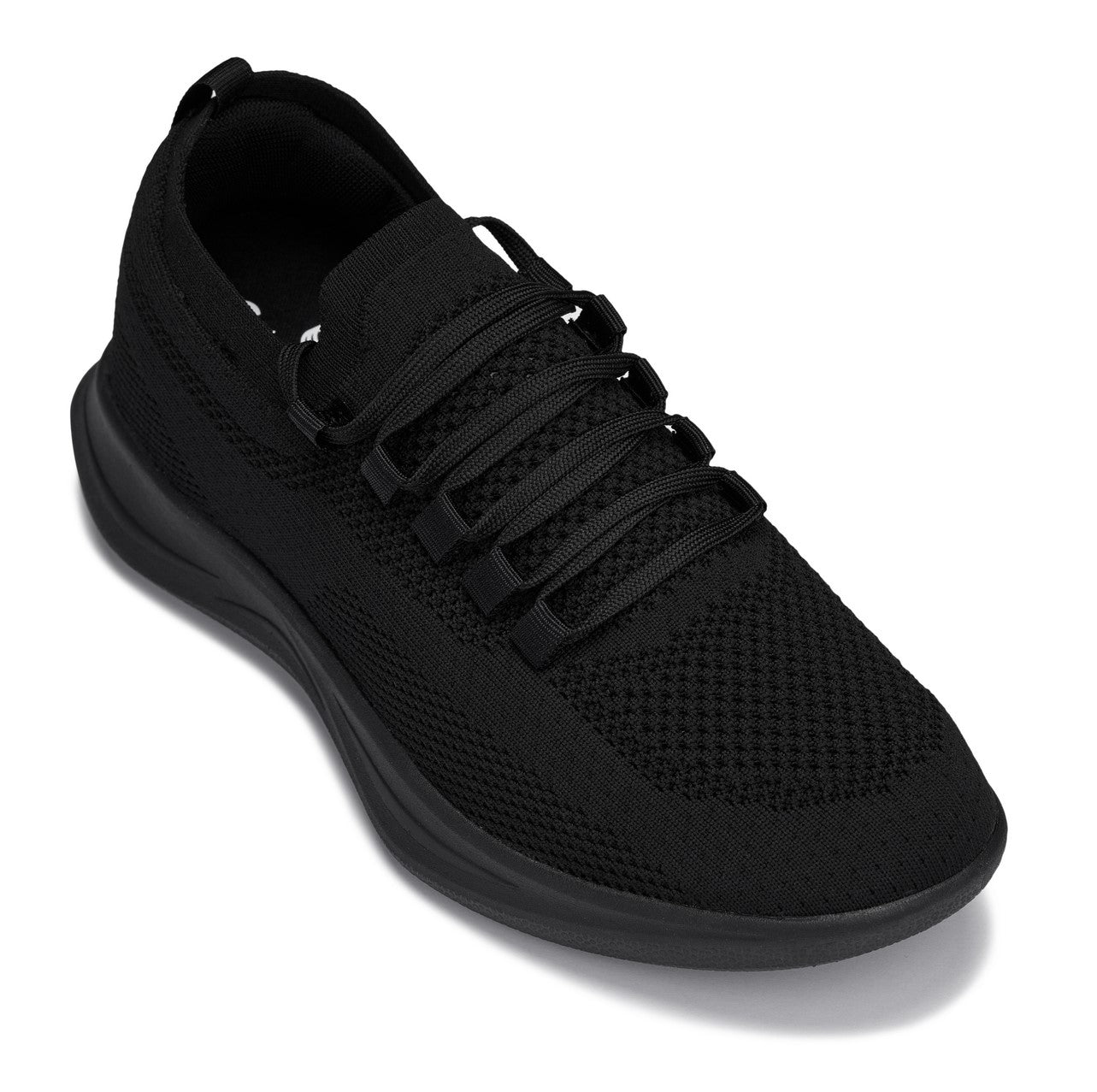 CALTO - QA060 - 2.4 Inches Taller (Black/Black Sole) - Lightweight Knitted Sneakers