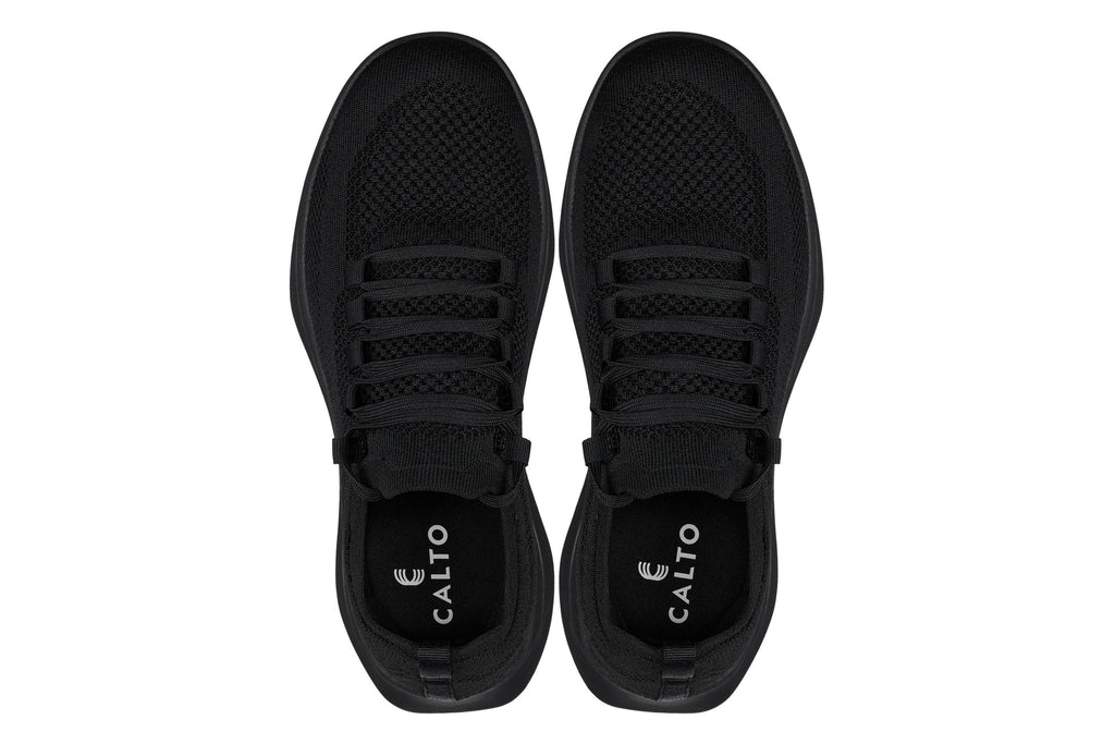 CALTO - QA060 - 2.4 Inches Taller (Black/Black Sole) - Lightweight Knitted Sneakers