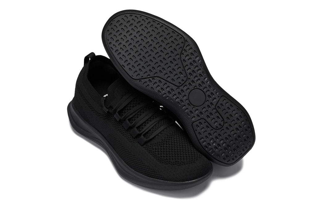 CALTO - QA060 - 2.4 Inches Taller (Black/Black Sole) - Lightweight Knitted Sneakers