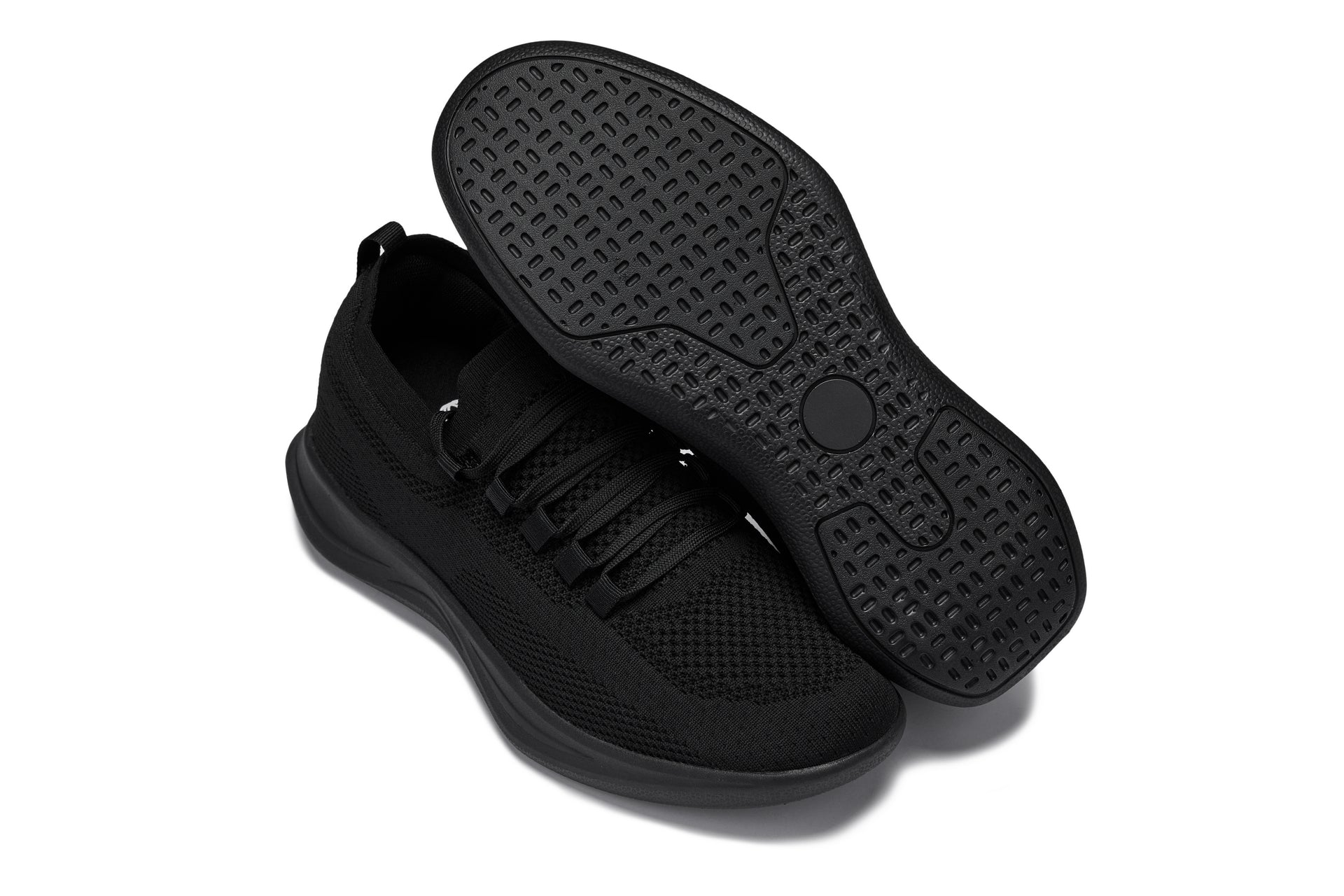 CALTO - QA060 - 2.4 Inches Taller (Black/Black Sole) - Lightweight Knitted Sneakers