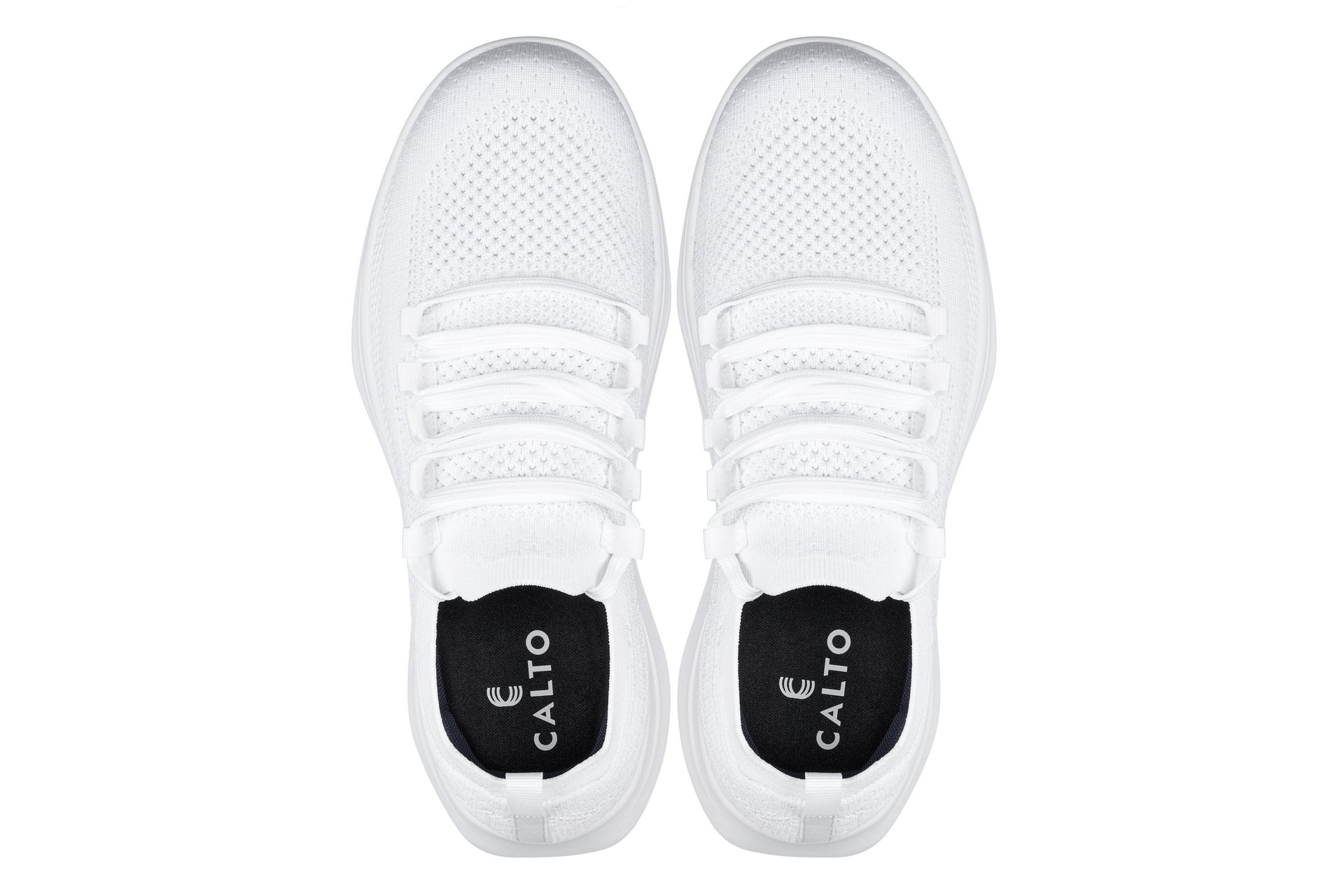 CALTO - QA061 - 2.4 Inches Taller (White/White Sole) - Lightweight Knitted Sneakers