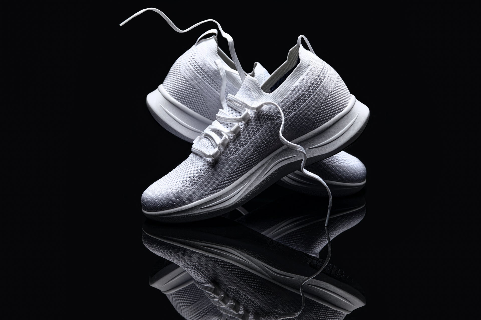 CALTO - QA061 - 2.4 Inches Taller (White/White Sole) - Lightweight Knitted Sneakers