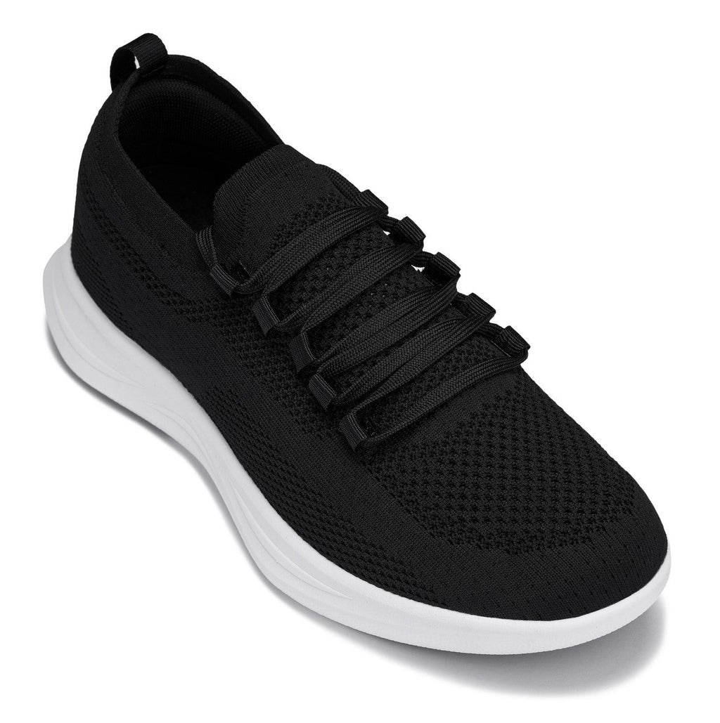 Men's Black & White Lightweight Knitted Sneakers QA062