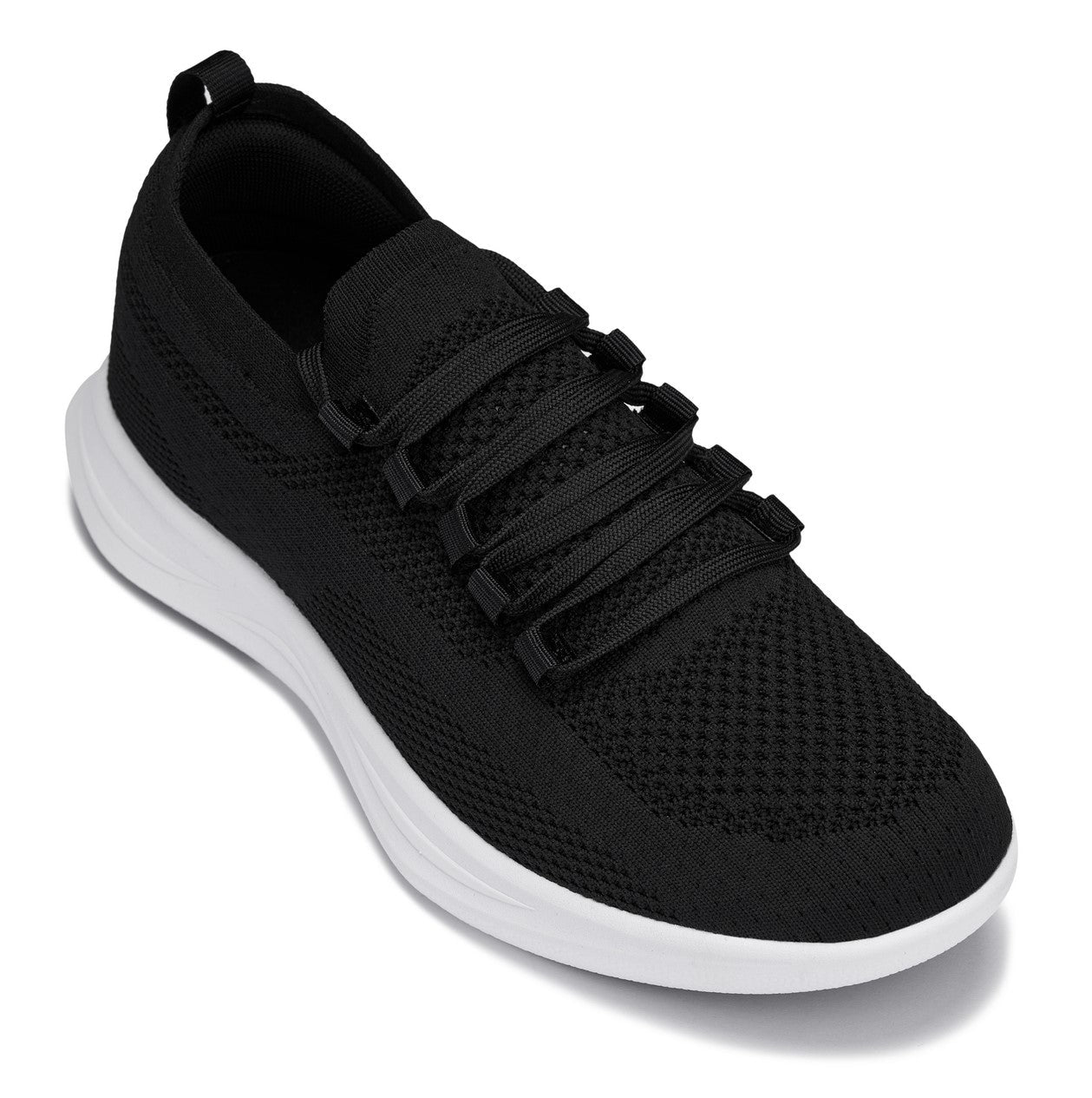 Men's Black & White Lightweight Knitted Sneakers QA062