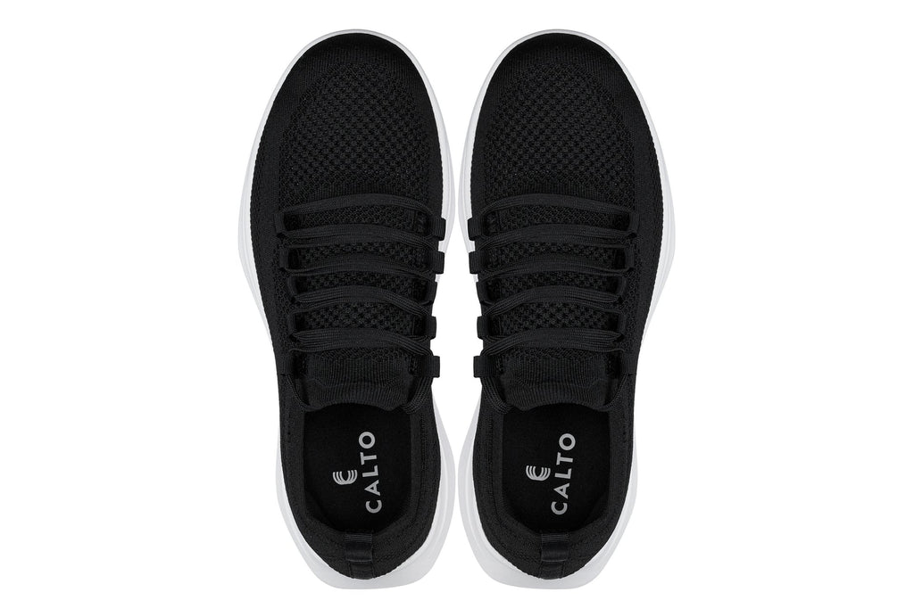 Men's Black & White Lightweight Knitted Sneakers QA062