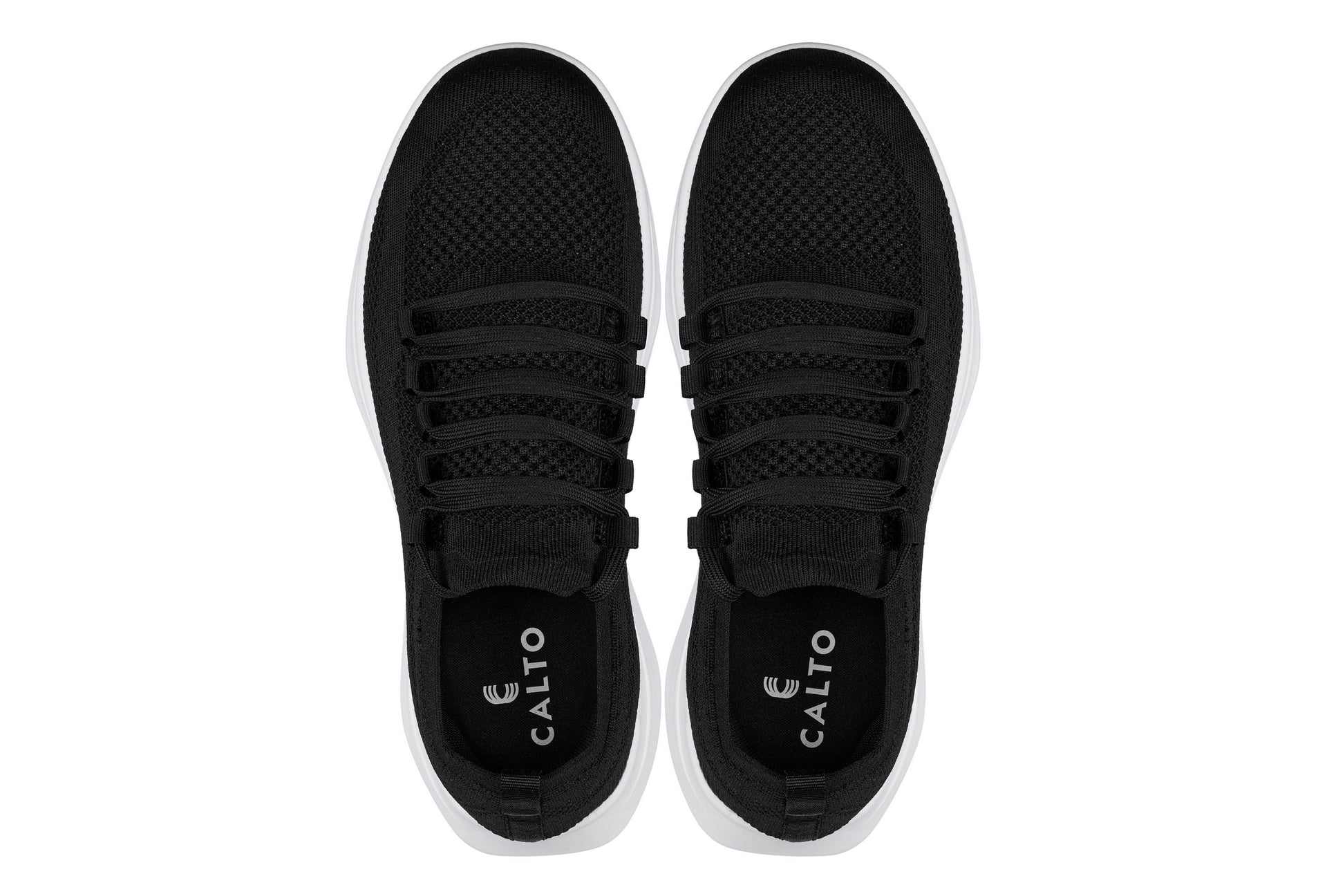Men's Black & White Lightweight Knitted Sneakers QA062