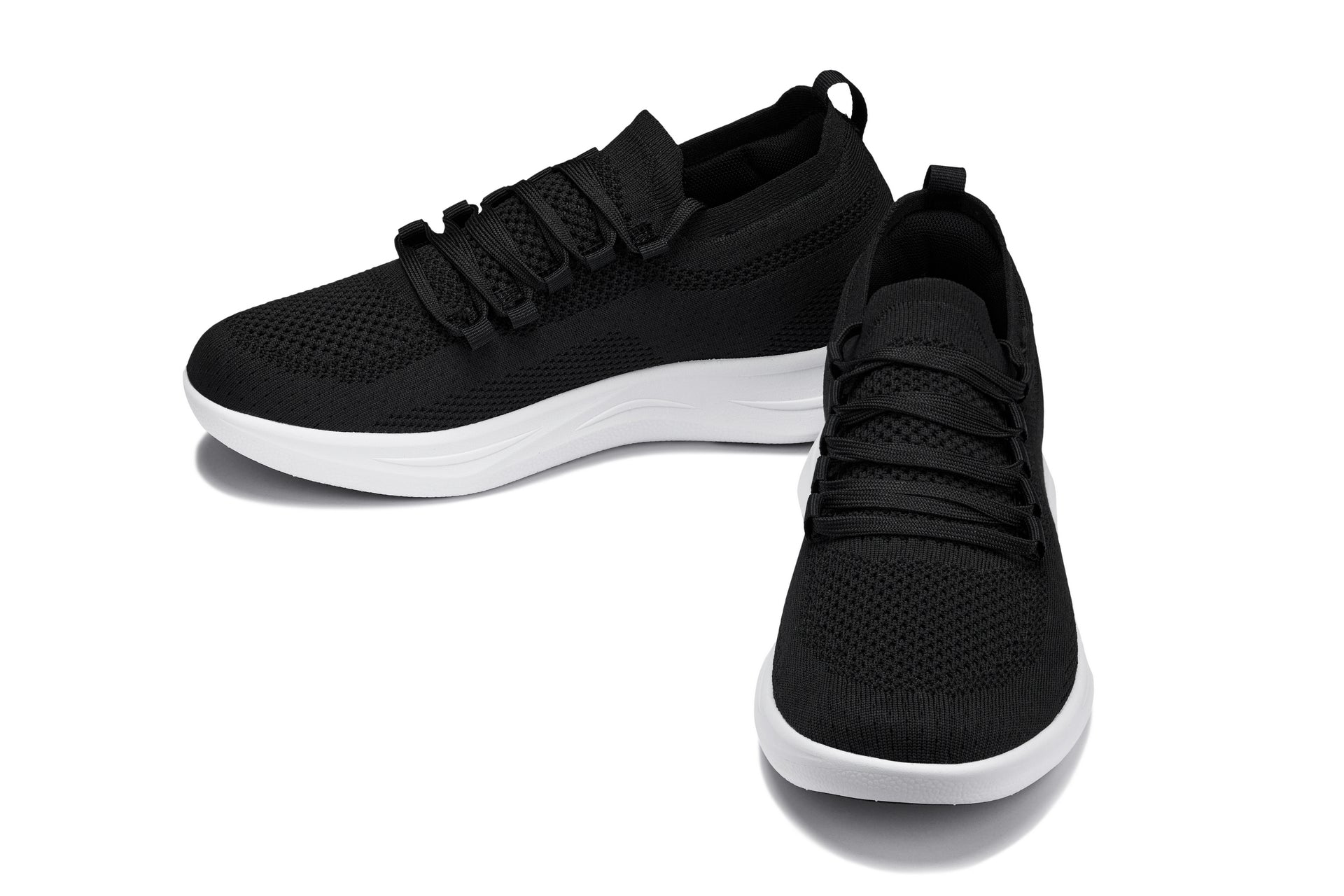 Men's Black & White Lightweight Knitted Sneakers QA062