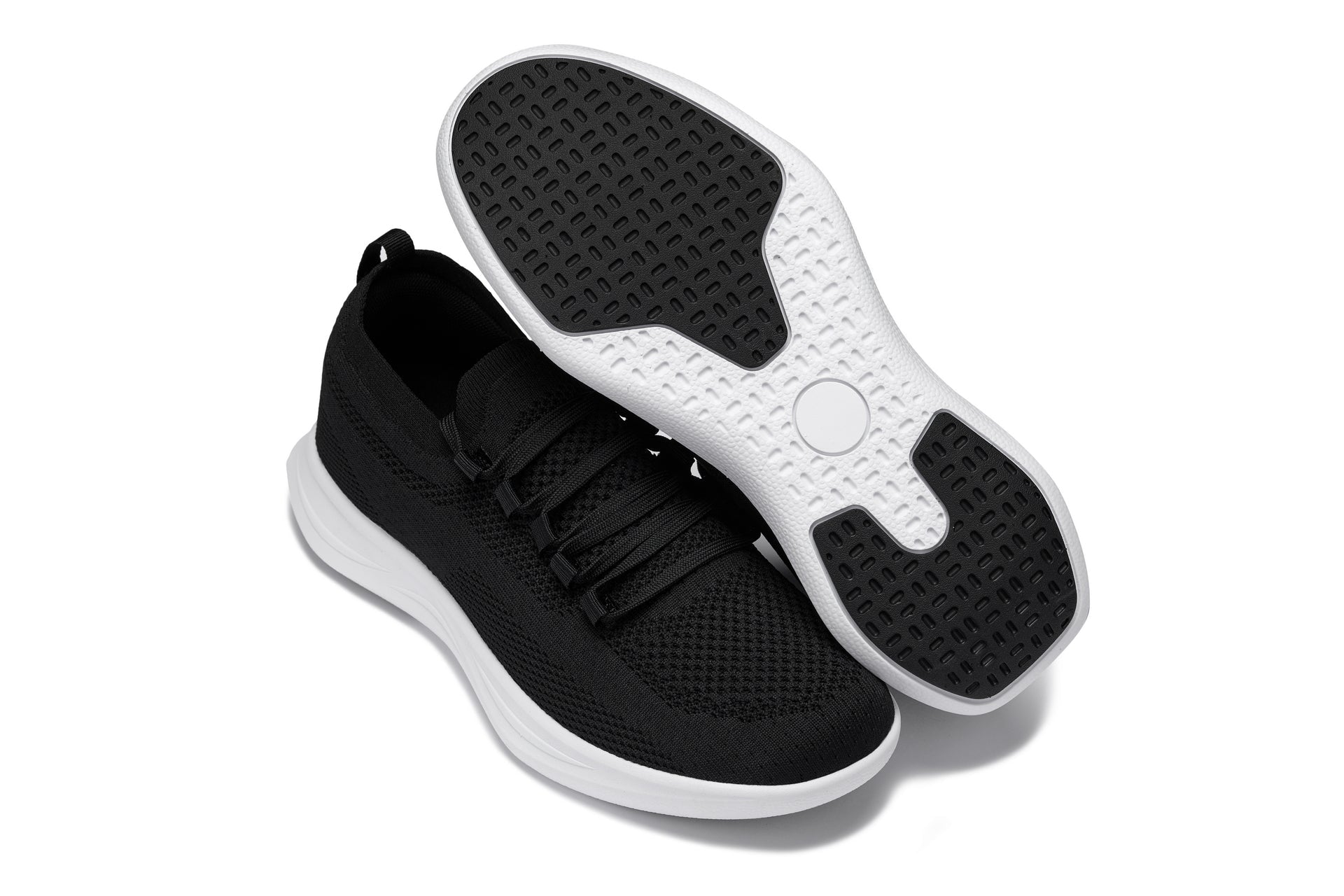 Men's Black & White Lightweight Knitted Sneakers QA062