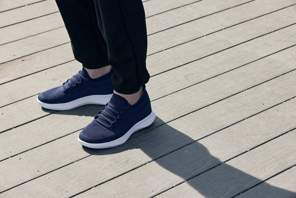 CALTO - QA063 - 2.4 Inches Taller (Navy/White Sole) - Lightweight Knitted Sneakers