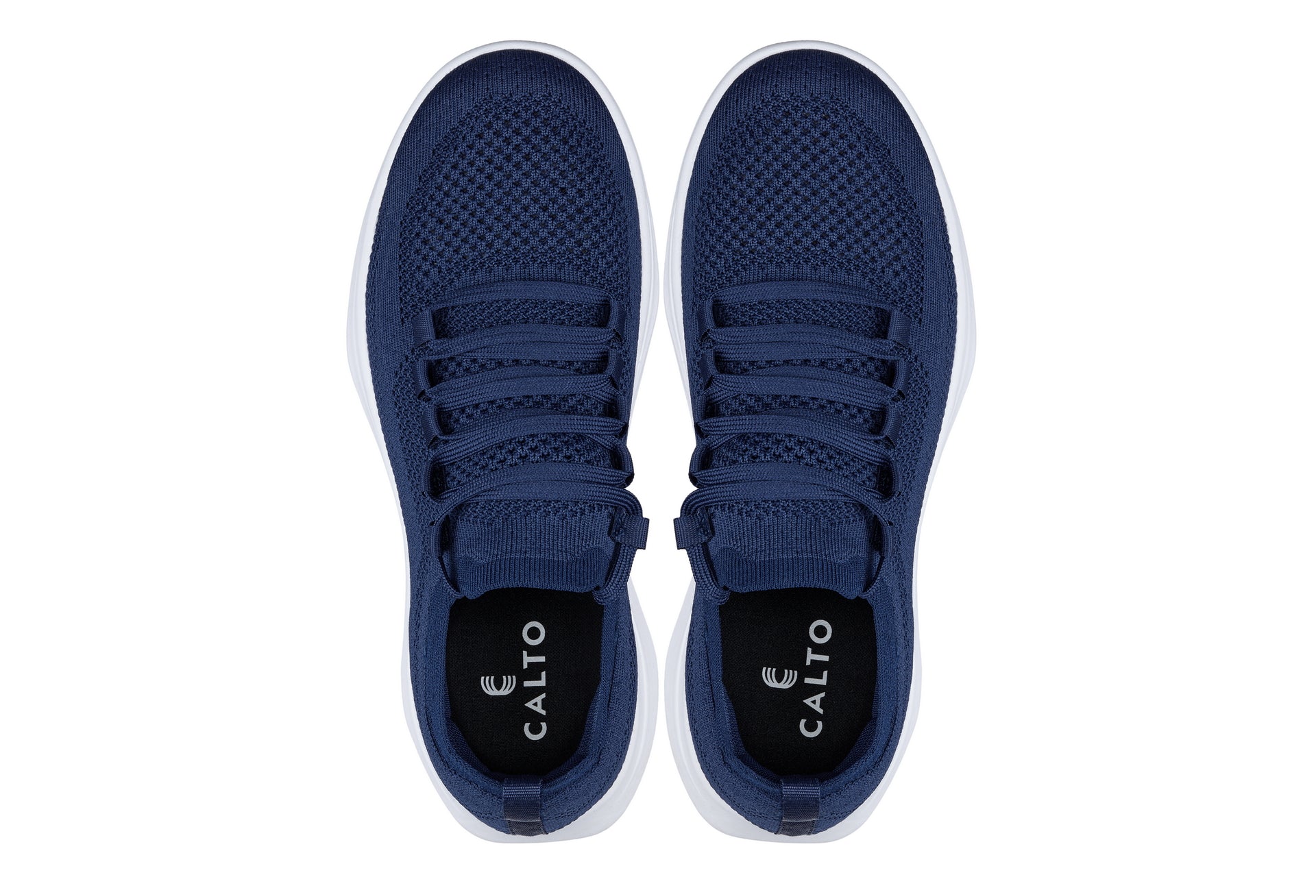 CALTO - QA063 - 2.4 Inches Taller (Navy/White Sole) - Lightweight Knitted Sneakers