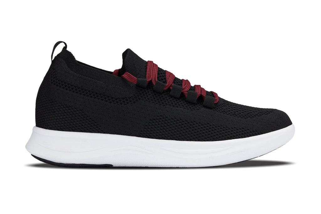 Men's Black Red & White Lightweight Knitted Sneakers QA064