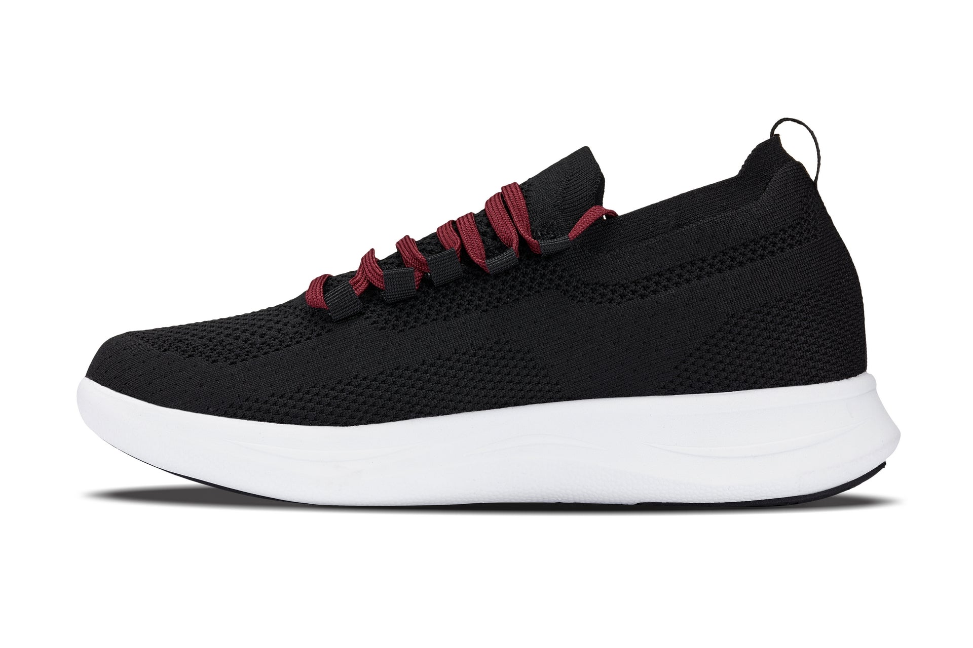 Men's Black Red & White Lightweight Knitted Sneakers QA064