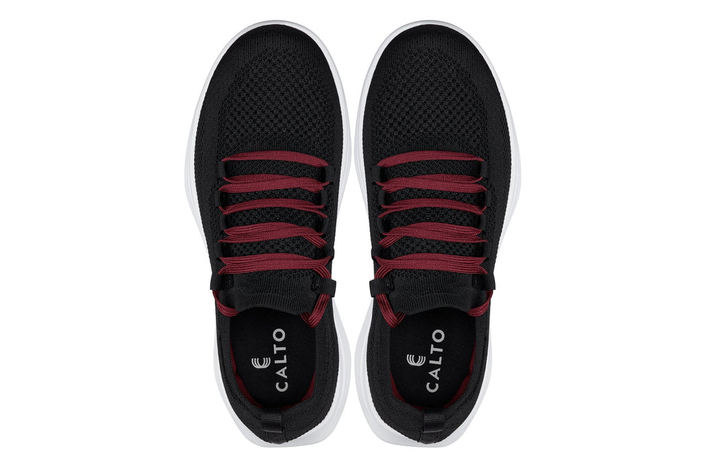Men's Black Red & White Lightweight Knitted Sneakers QA064