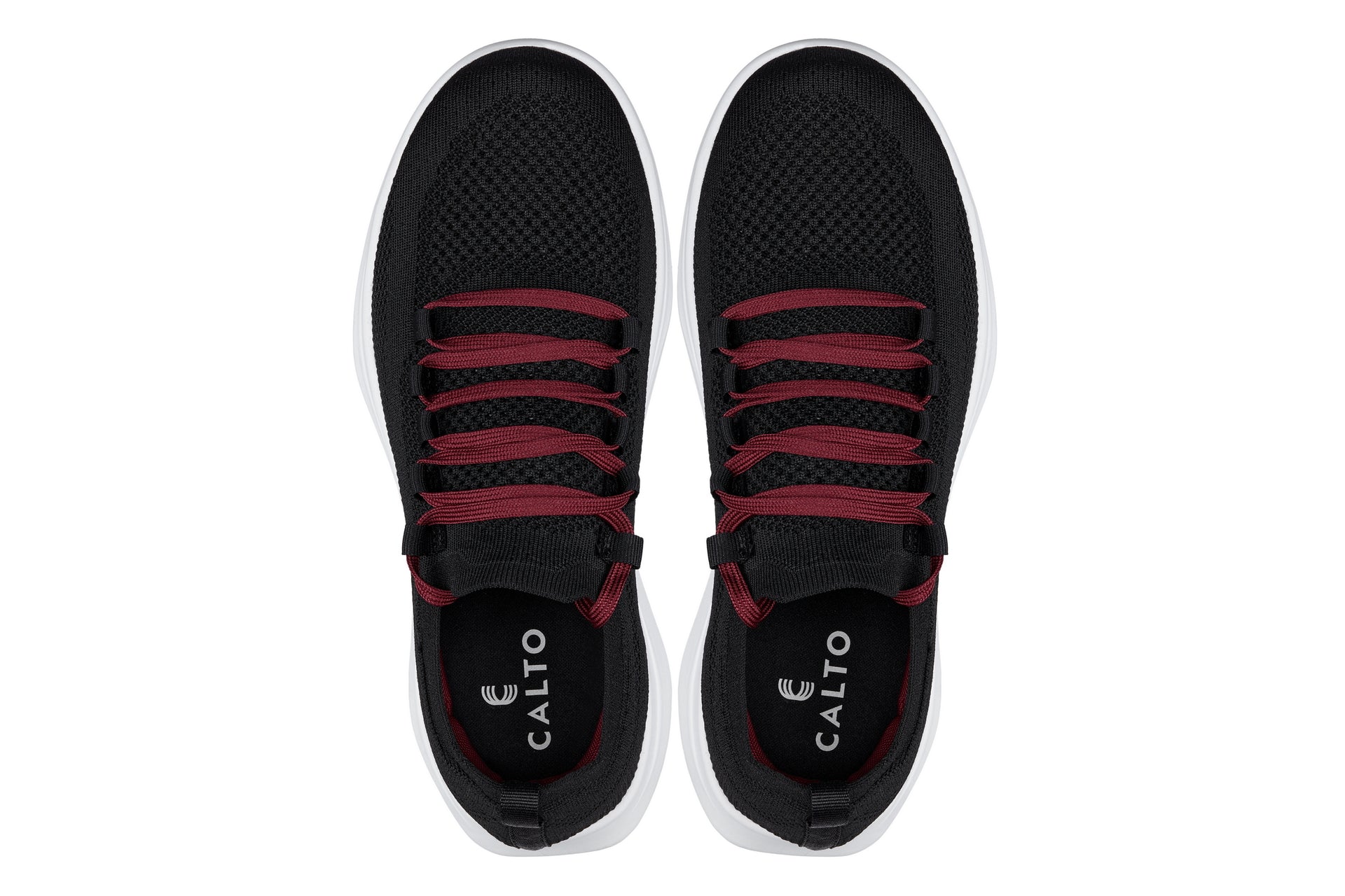 Men's Black Red & White Lightweight Knitted Sneakers QA064