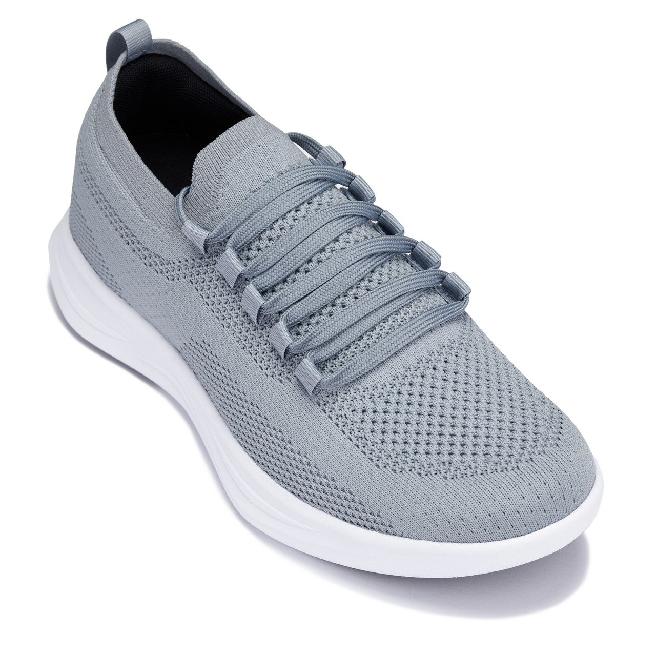 CALTO - QA065 - 2.4 Inches Taller (Grey/White Sole) - Lightweight Knitted Sneakers