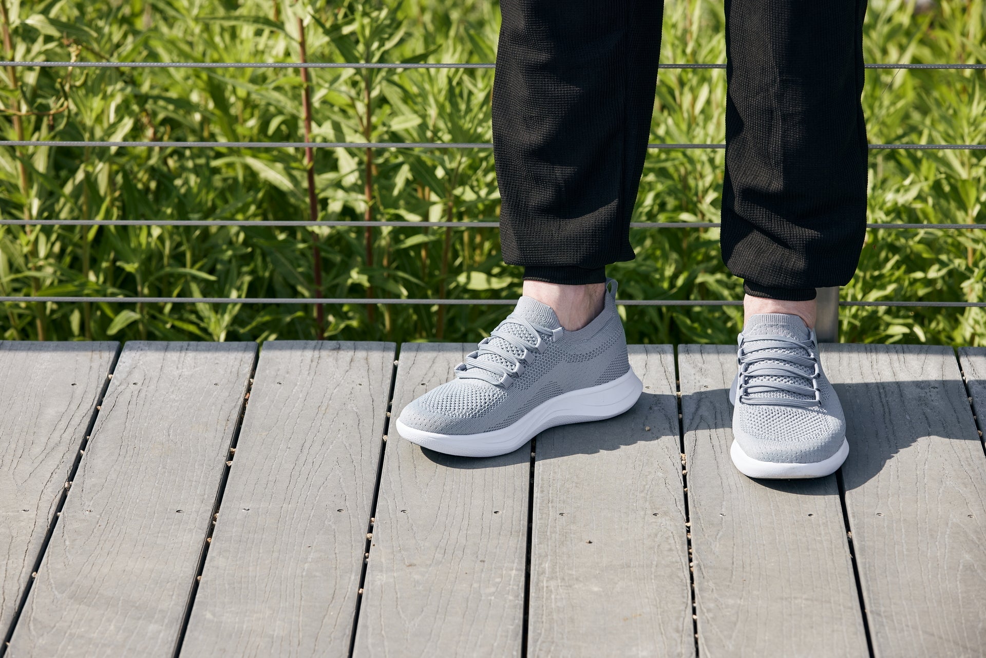 CALTO - QA065 - 2.4 Inches Taller (Grey/White Sole) - Lightweight Knitted Sneakers