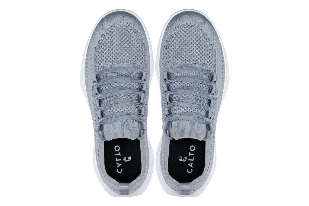 CALTO - QA065 - 2.4 Inches Taller (Grey/White Sole) - Lightweight Knitted Sneakers