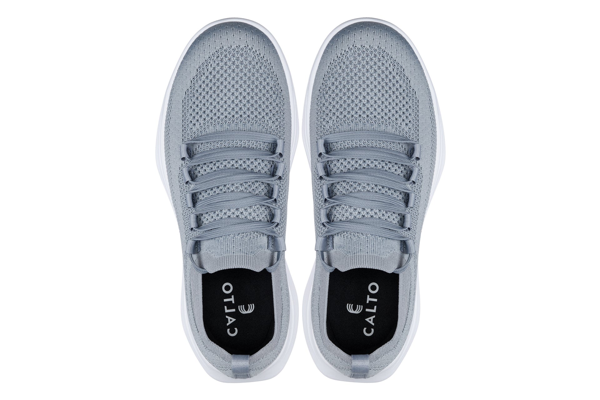 CALTO - QA065 - 2.4 Inches Taller (Grey/White Sole) - Lightweight Knitted Sneakers