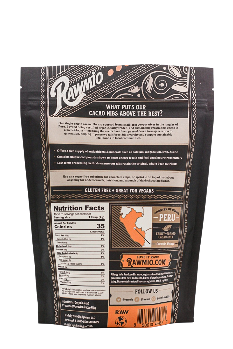 Raw Organic Cacao Nibs - 16 oz