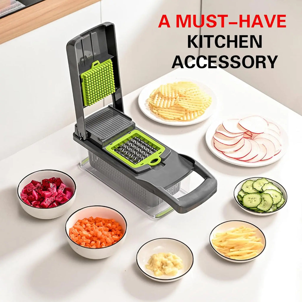 16-in-1 Multifunctional Kitchen Food Chopper, Professional Vegetable Slicer with Stainless Steel Blades