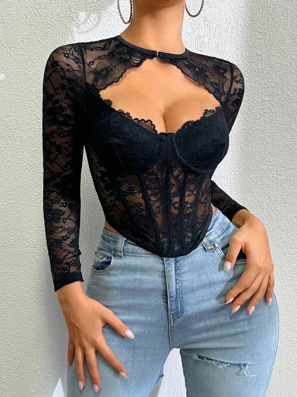Sheer Lace Corset Top