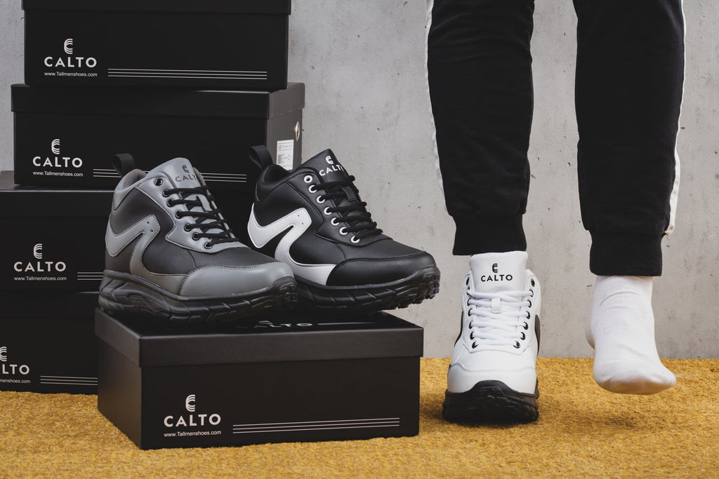 CALTO - S22772 - 4 Inches Taller (Black/White) - Unisex Hiking Style Boots