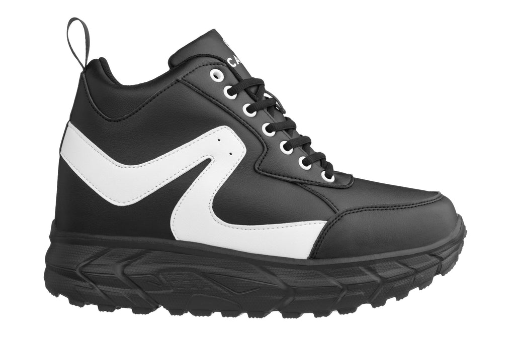 CALTO - S22772 - 4 Inches Taller (Black/White) - Unisex Hiking Style Boots