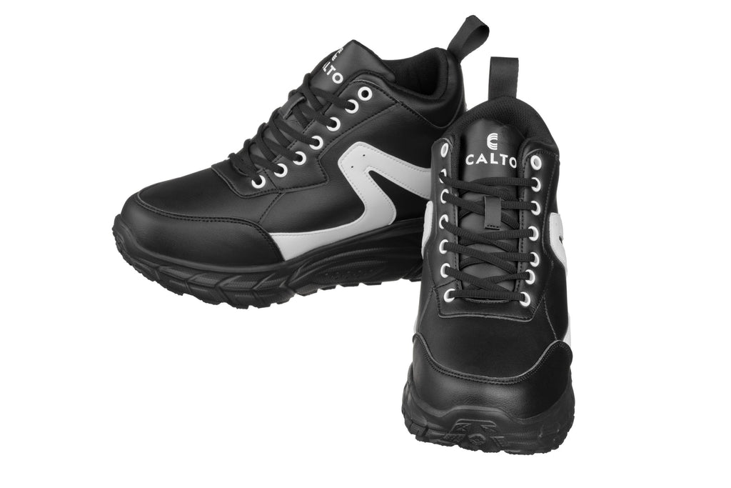 CALTO - S22772 - 4 Inches Taller (Black/White) - Unisex Hiking Style Boots