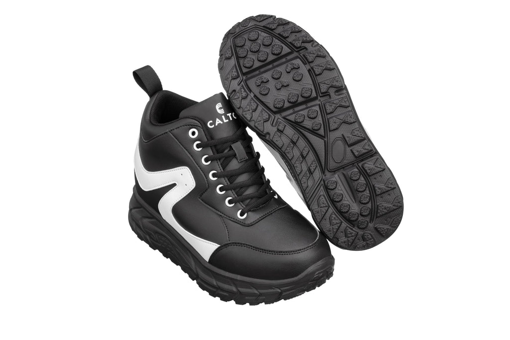 CALTO - S22772 - 4 Inches Taller (Black/White) - Unisex Hiking Style Boots