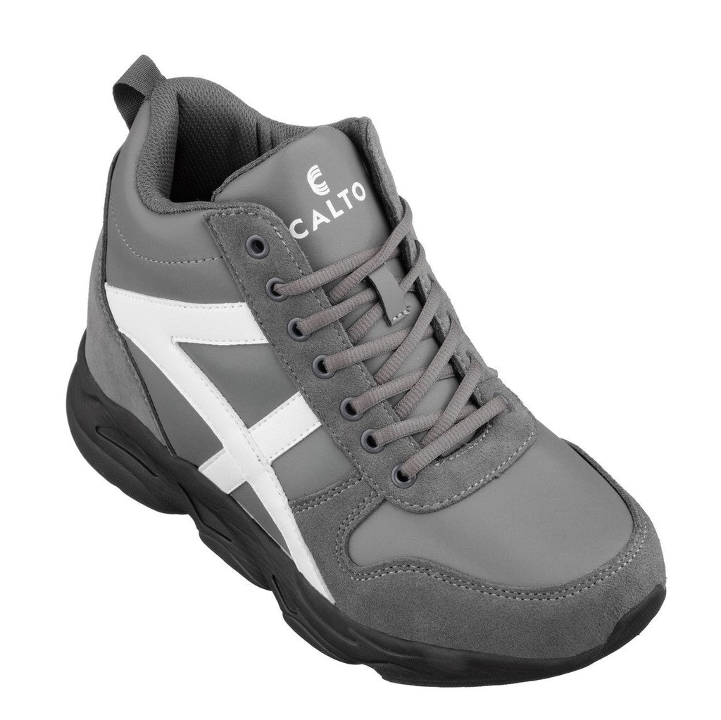 CALTO - S22781 - 3.6 Inches Taller (Grey/White) - Unisex Hiking Style Boots