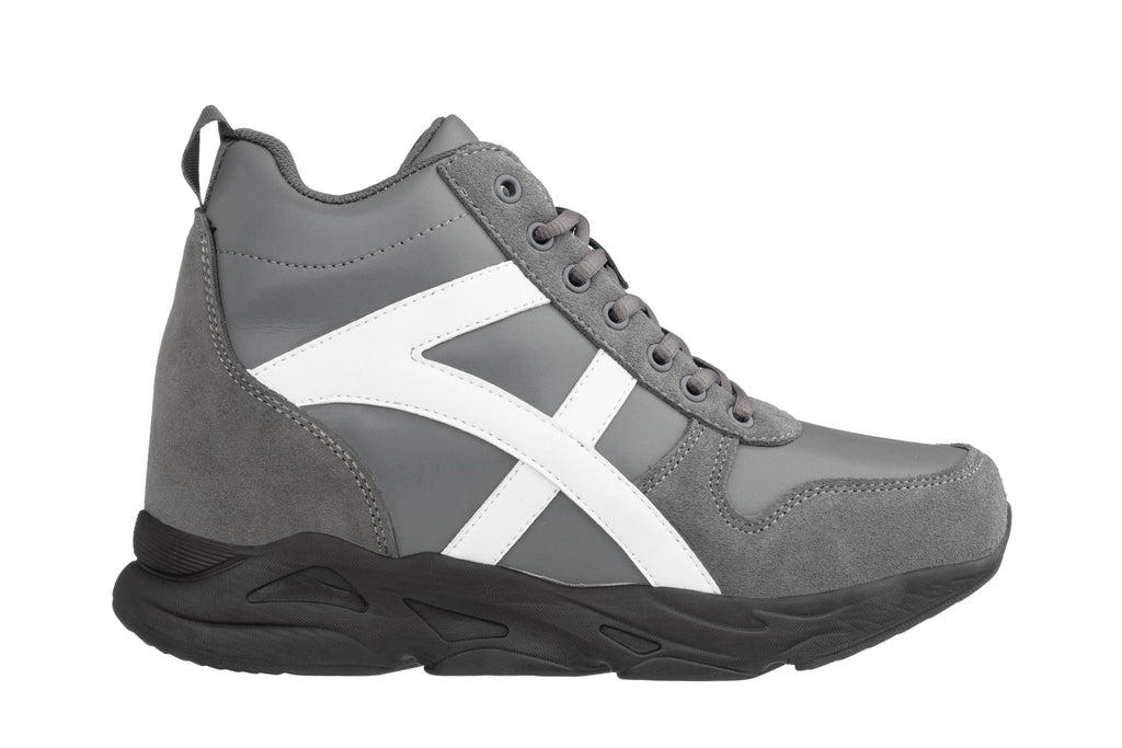 CALTO - S22781 - 3.6 Inches Taller (Grey/White) - Unisex Hiking Style Boots
