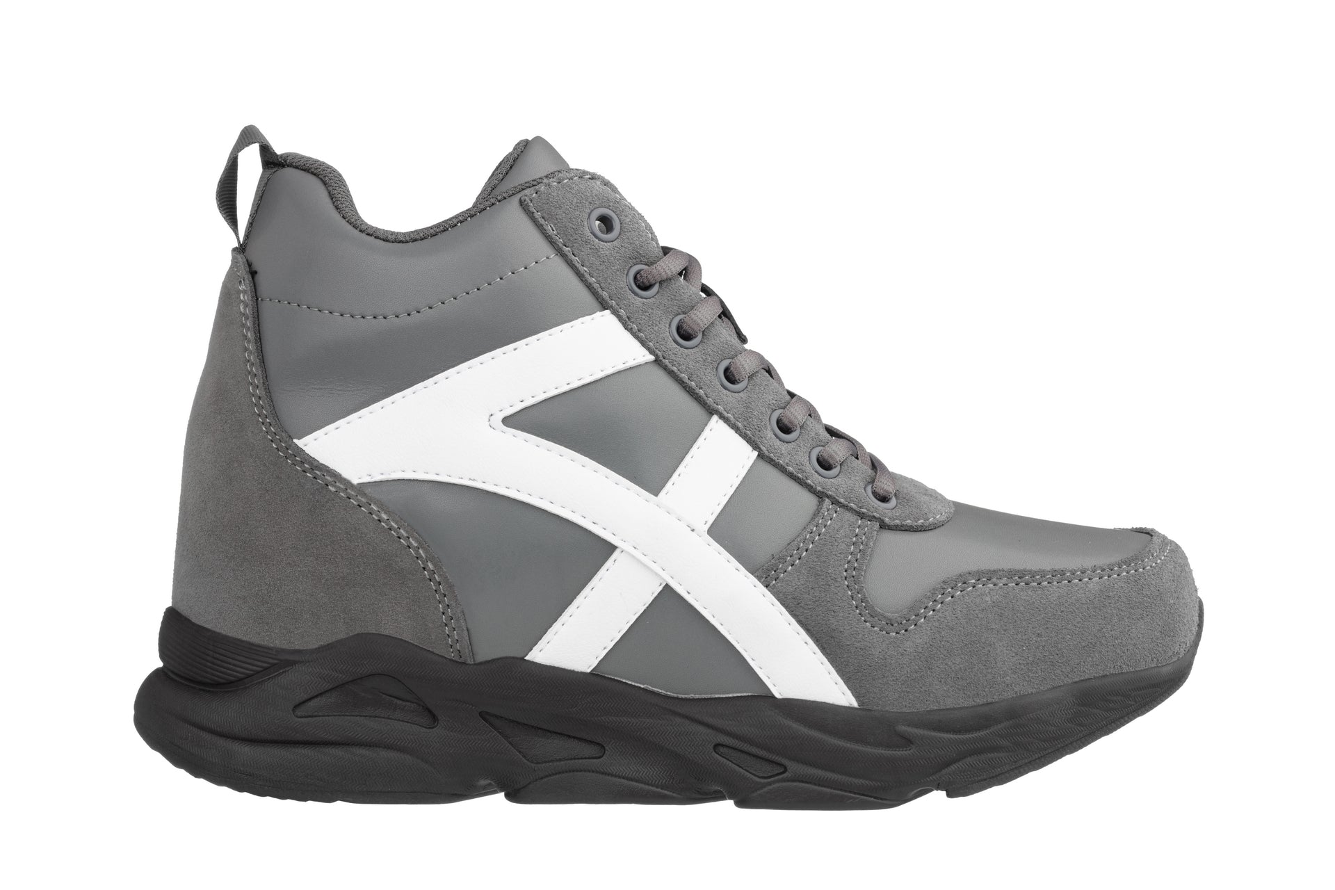 CALTO - S22781 - 3.6 Inches Taller (Grey/White) - Unisex Hiking Style Boots