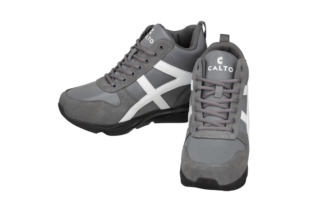 CALTO - S22781 - 3.6 Inches Taller (Grey/White) - Unisex Hiking Style Boots