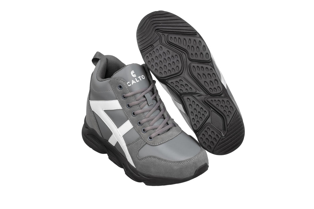CALTO - S22781 - 3.6 Inches Taller (Grey/White) - Unisex Hiking Style Boots