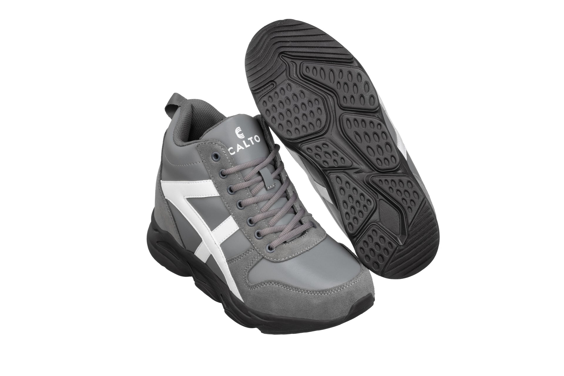 CALTO - S22781 - 3.6 Inches Taller (Grey/White) - Unisex Hiking Style Boots