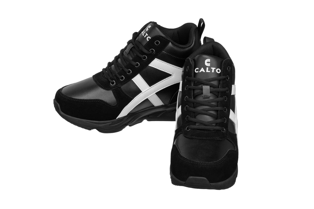 CALTO - S22783 - 3.6 Inches Taller (Black/White) - Unisex Hiking Style Boots