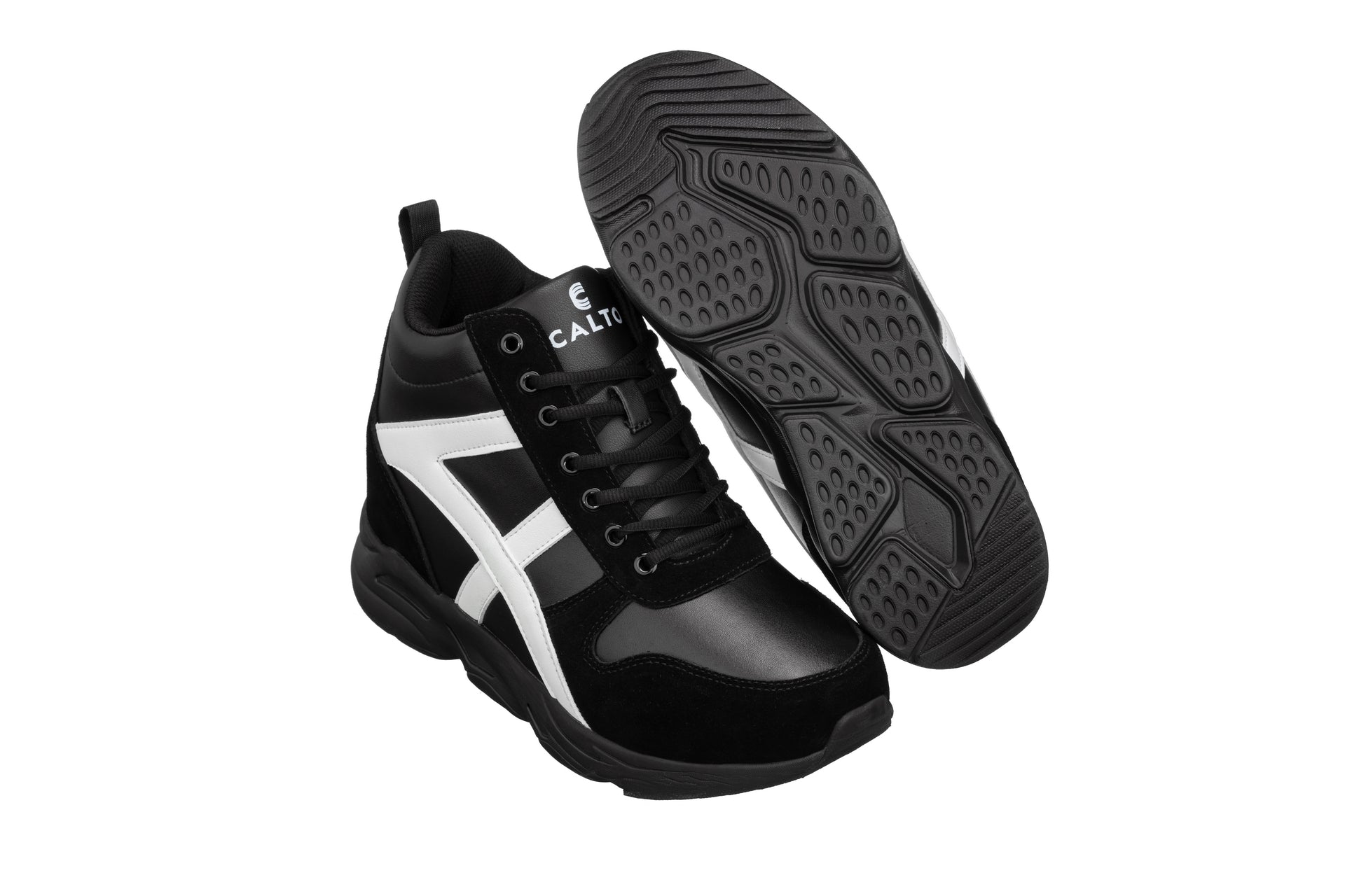 CALTO - S22783 - 3.6 Inches Taller (Black/White) - Unisex Hiking Style Boots