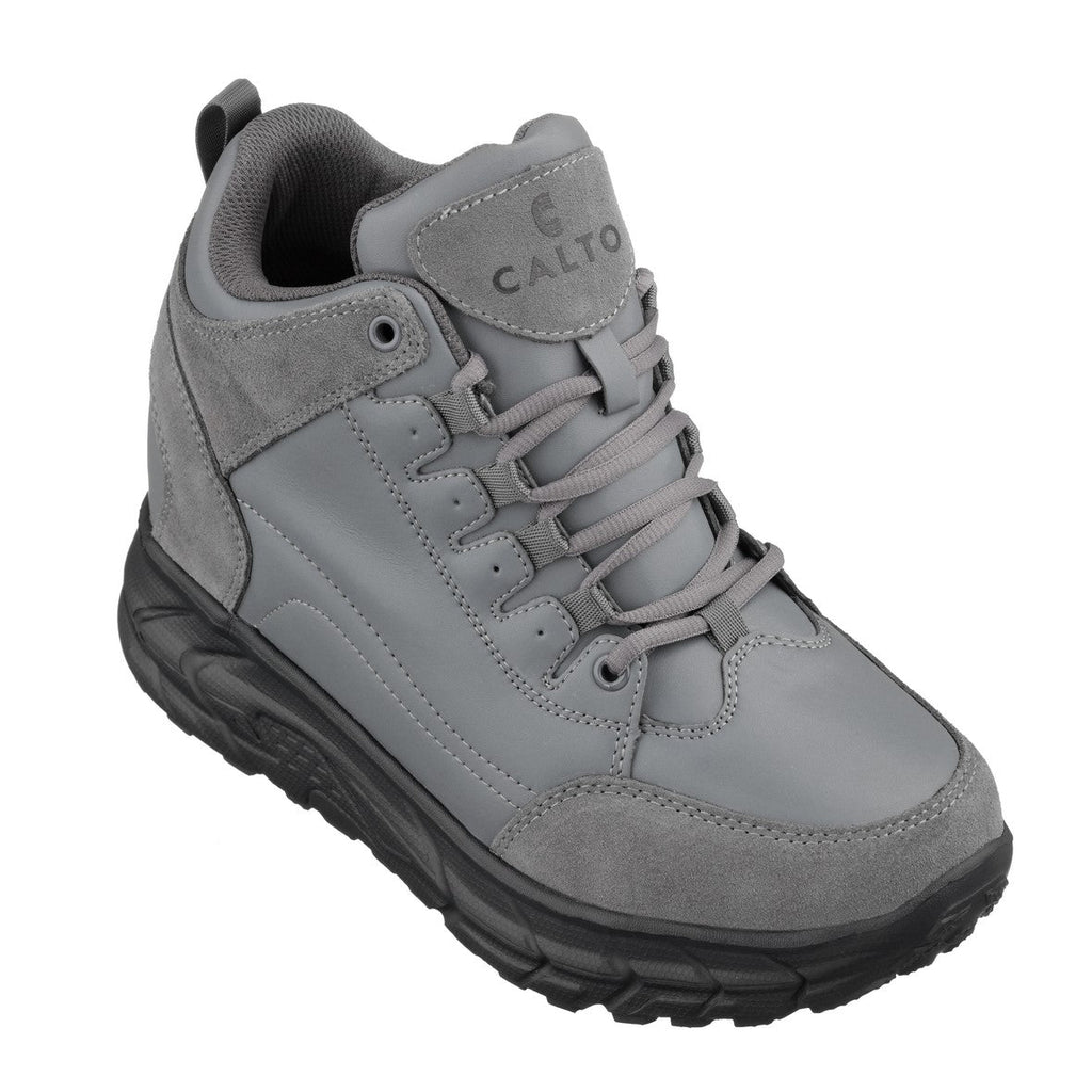 Grey Hiking Style Platform Boots