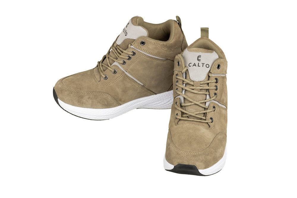 CALTO - S22819 - 3.6 Inches Taller (Khaki/Grey) - High - Top Sneakers