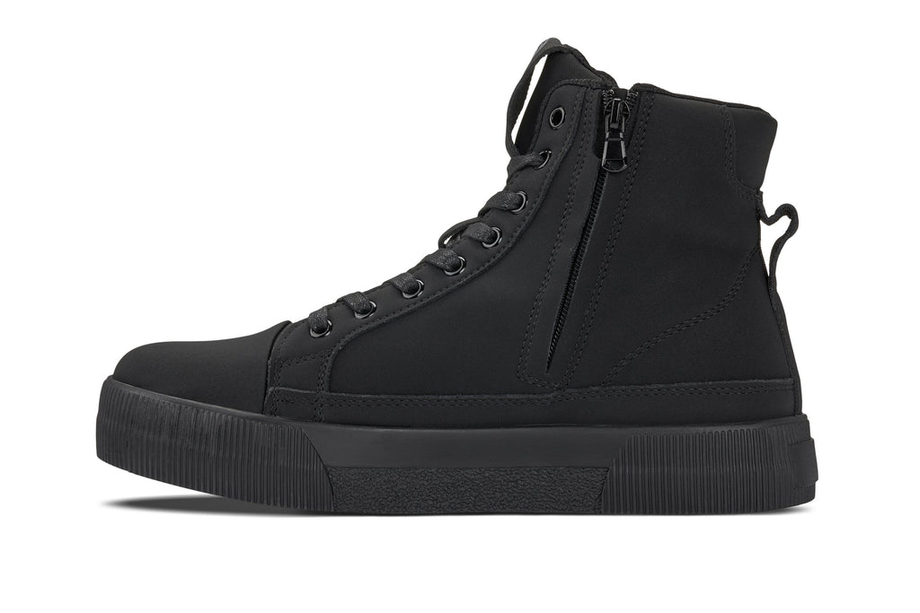Men's Black Cap Toe High Top Zip-Up Sneaker Boots S3421