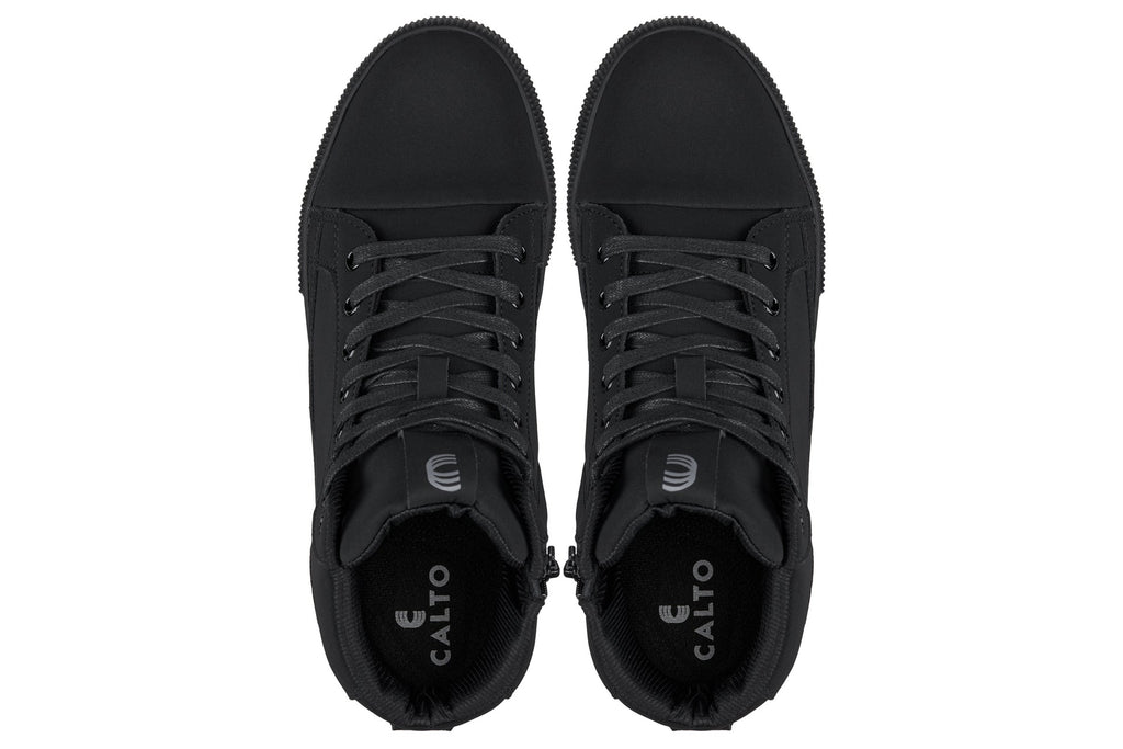 Men's Black Cap Toe High Top Zip-Up Sneaker Boots S3421
