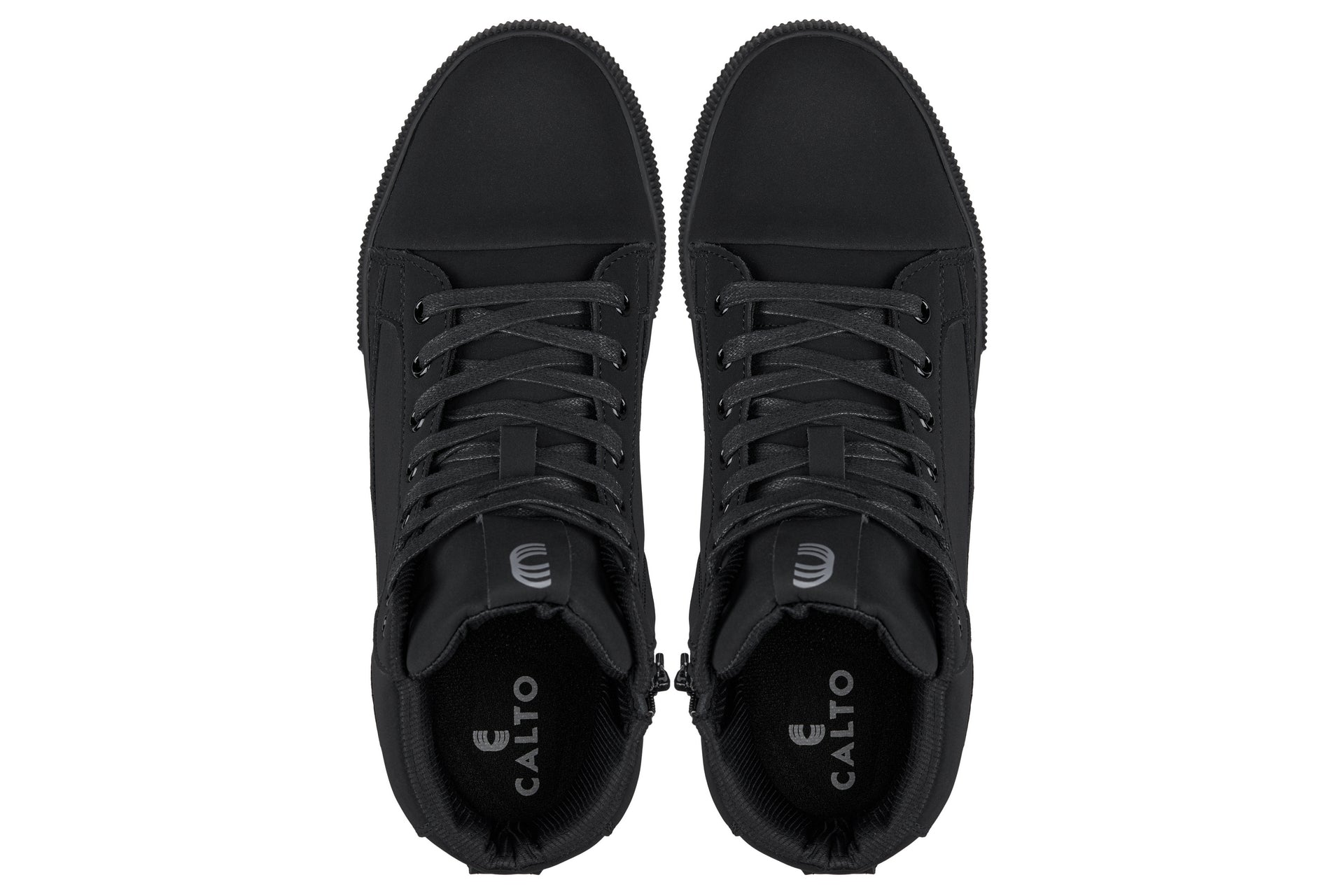 Men's Black Cap Toe High Top Zip-Up Sneaker Boots S3421