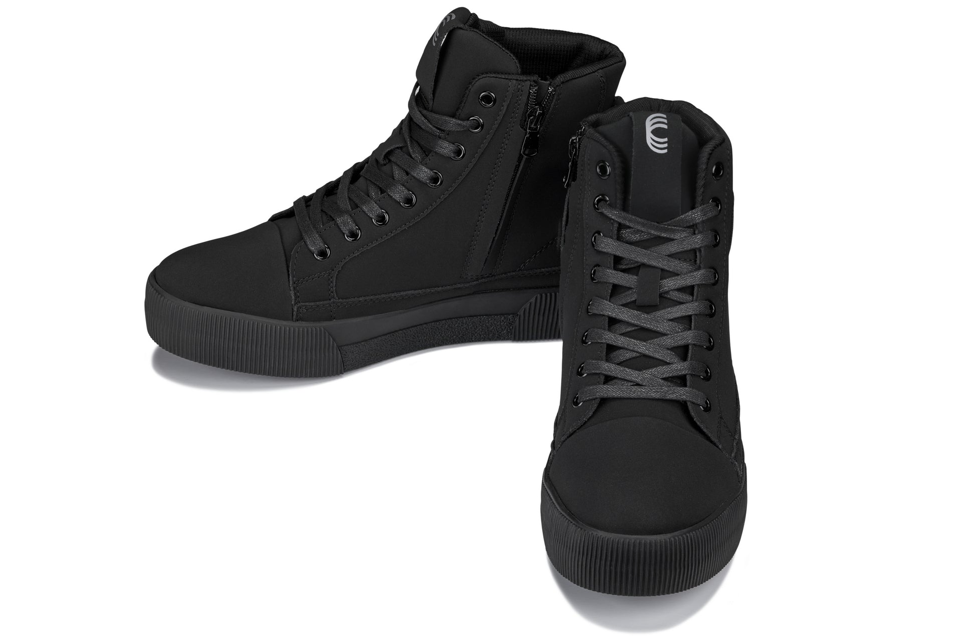 Men's Black Cap Toe High Top Zip-Up Sneaker Boots S3421