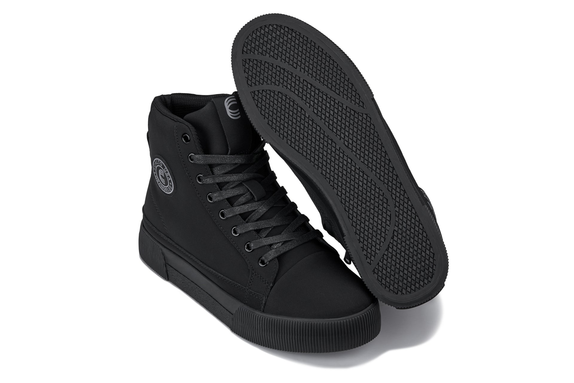 Men's Black Cap Toe High Top Zip-Up Sneaker Boots S3421