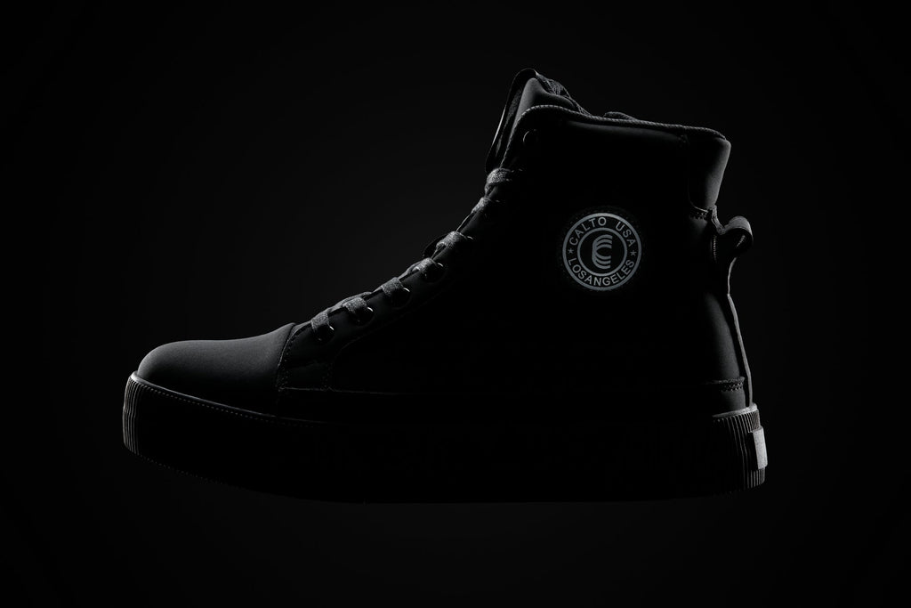 Men's Black Cap Toe High Top Zip-Up Sneaker Boots S3421