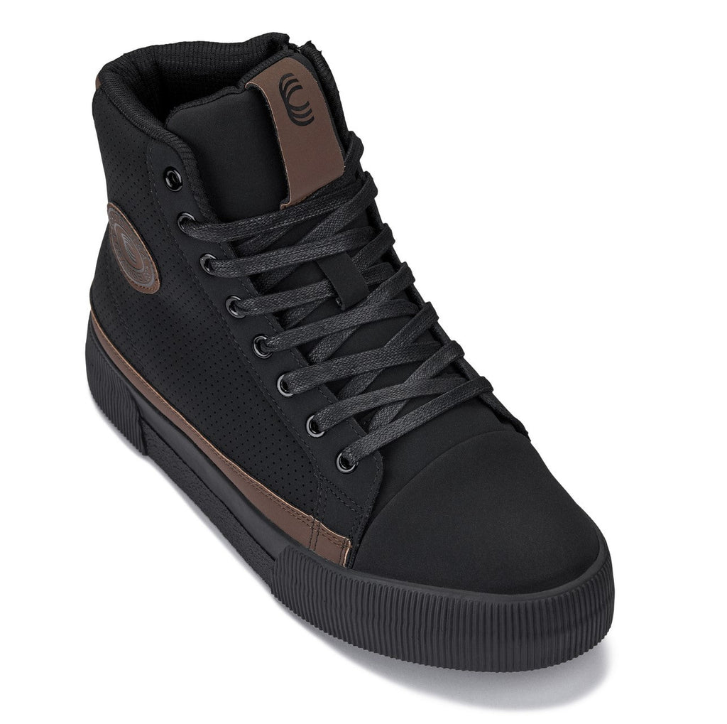 CALTO - S3422 - 2.4 Inches Taller (Black/Coffee Brown) - Cap Toe High Top Zip-Up Sneaker Boots